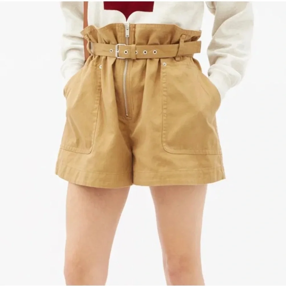 Isabel Marant Parana Paperbag-Waist Cotton Linen-Blend Shorts (size 36/4) - Picture 7 of 16